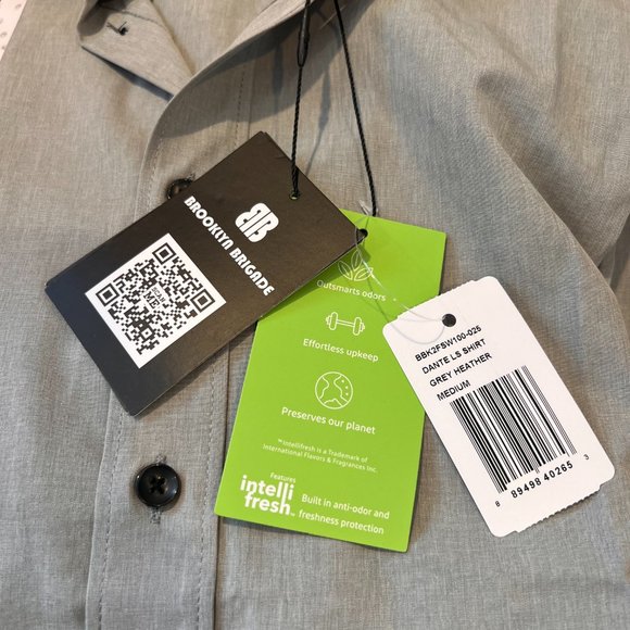 NWT Brooklyn Brigade Solid 4-Way Stretch Performance Shirt Trim Fit SzM - Picture 3 of 3